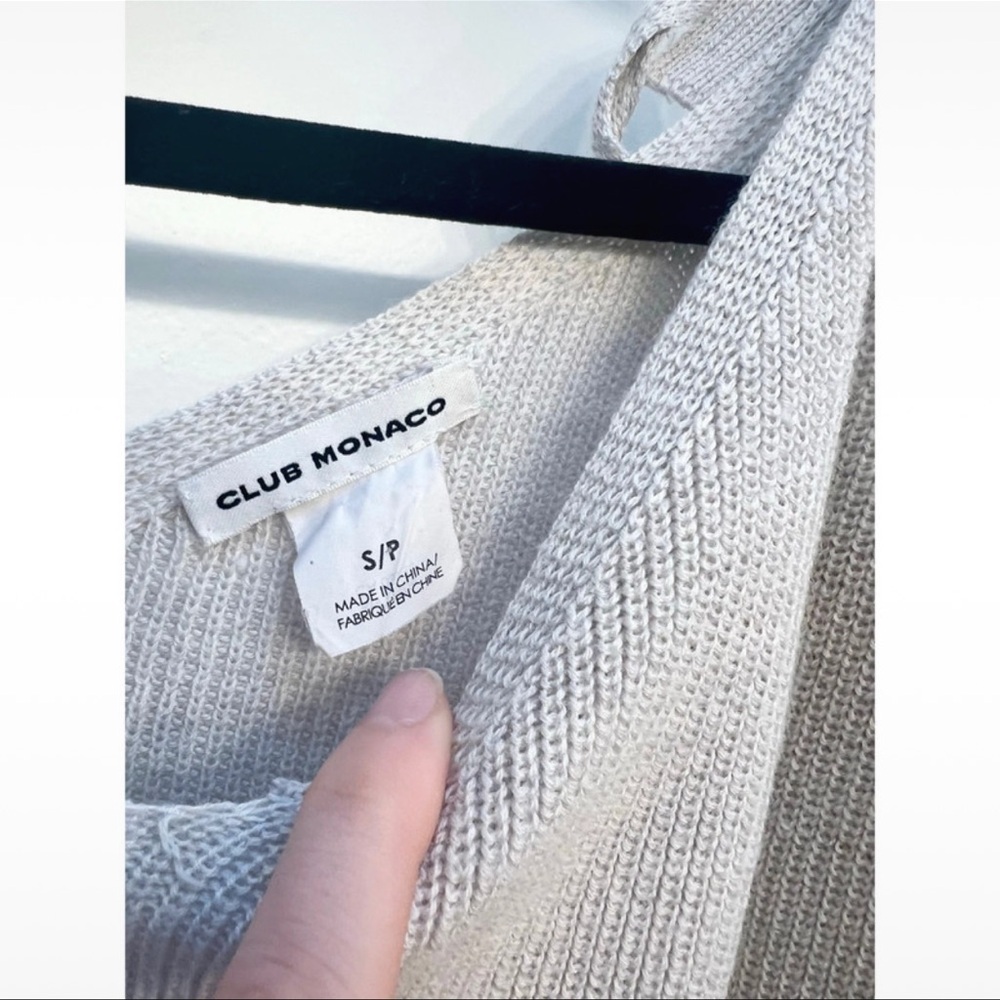 Club Monaco Nordstrom cold shoulder sweater neutral cream tan knit womens size S - Picture 8 of 11
